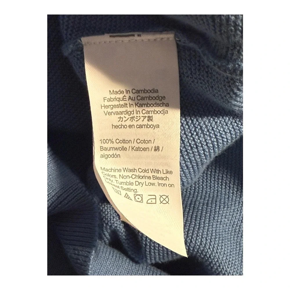 J. Crew‎ Men's Medium Blue Cotton crewneck sweater in garter stitch NWOT